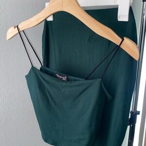 Forest Green Square Neck Sleeveless Camisole